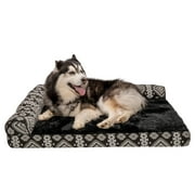 FurHaven Pet Products Southwest Kilim Memory Top Deluxe Chaise Lounge Pet Bed for Dogs & Cats - Black Medallion, Jumbo