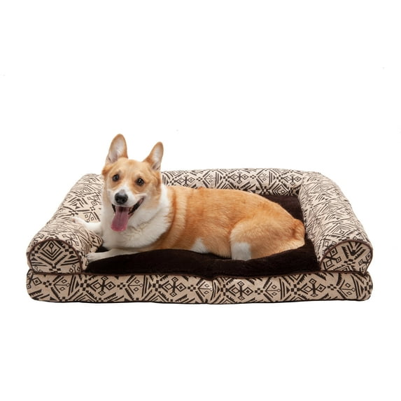 FurHaven Pet Products | Southwest Kilim Pillow Sofa Dog Bed - Desert Brown, Large