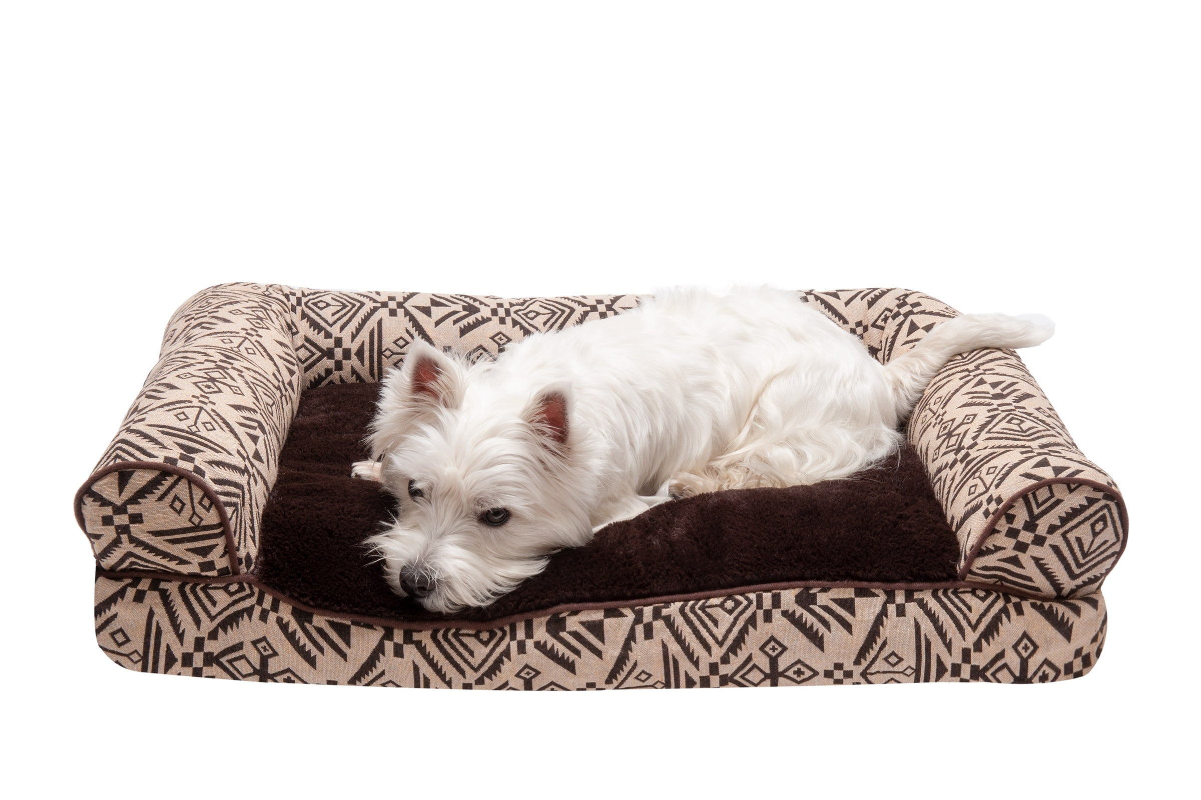 FurHaven Pet Products Southwest Kilim Pillow Sofa Dog Bed Desert Brown, Medium