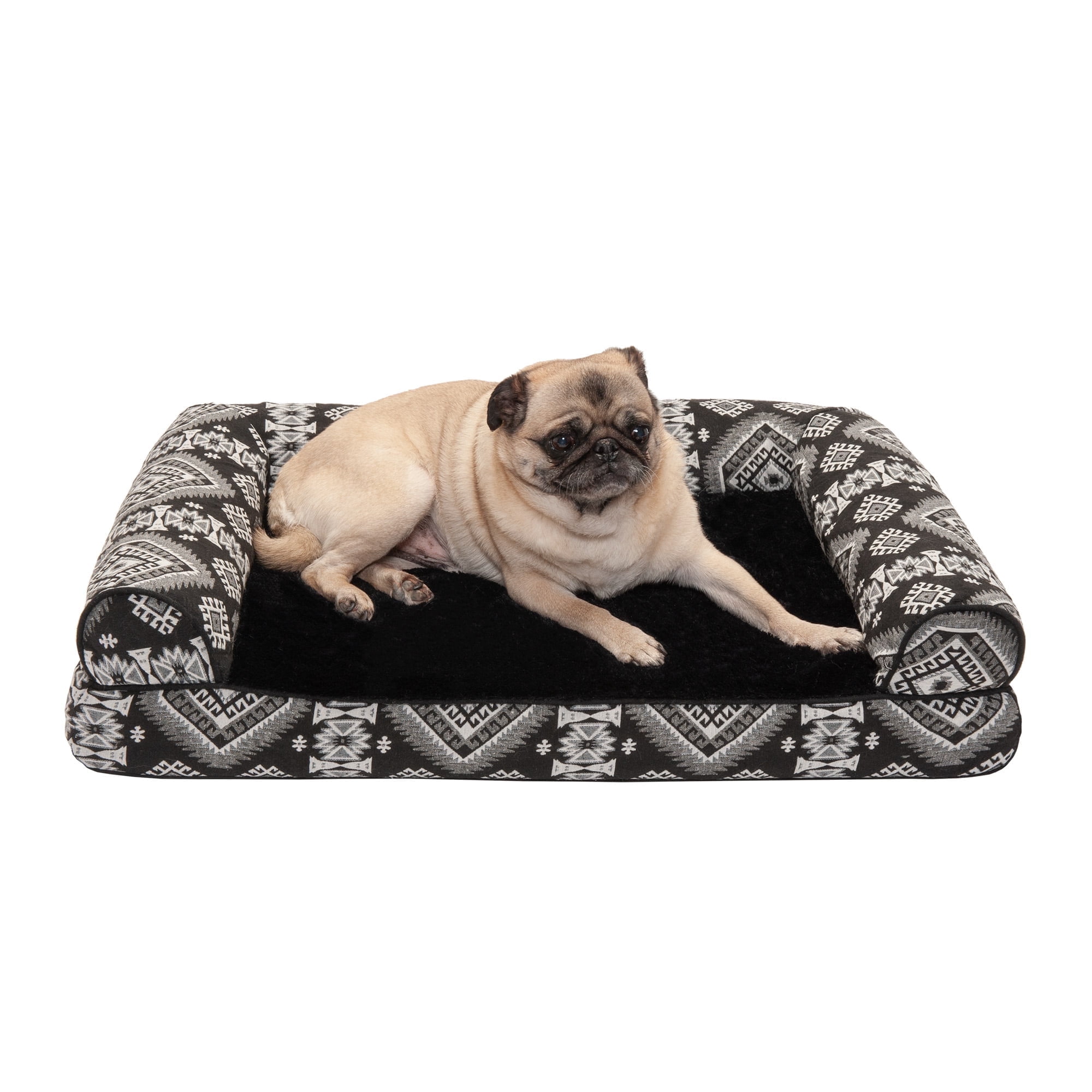 Medium Black Medallion Orthopedic Foam Outdoor Pet Bed