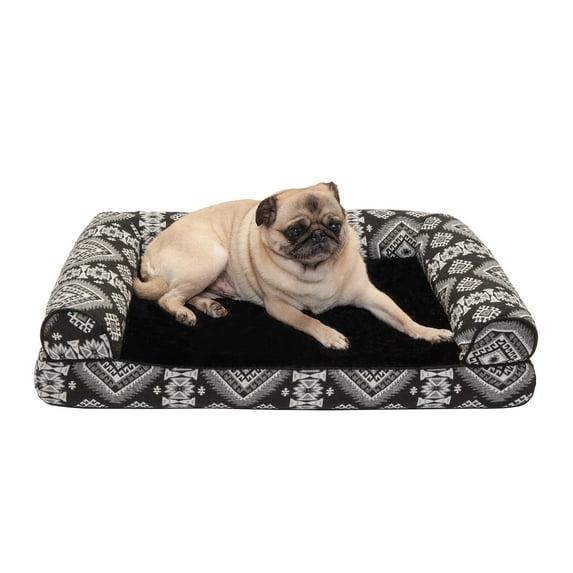 FurHaven Southwest Kilim Orthopedic Sofa Pet Bed for Dogs & Cats - Black Medallion, Medium