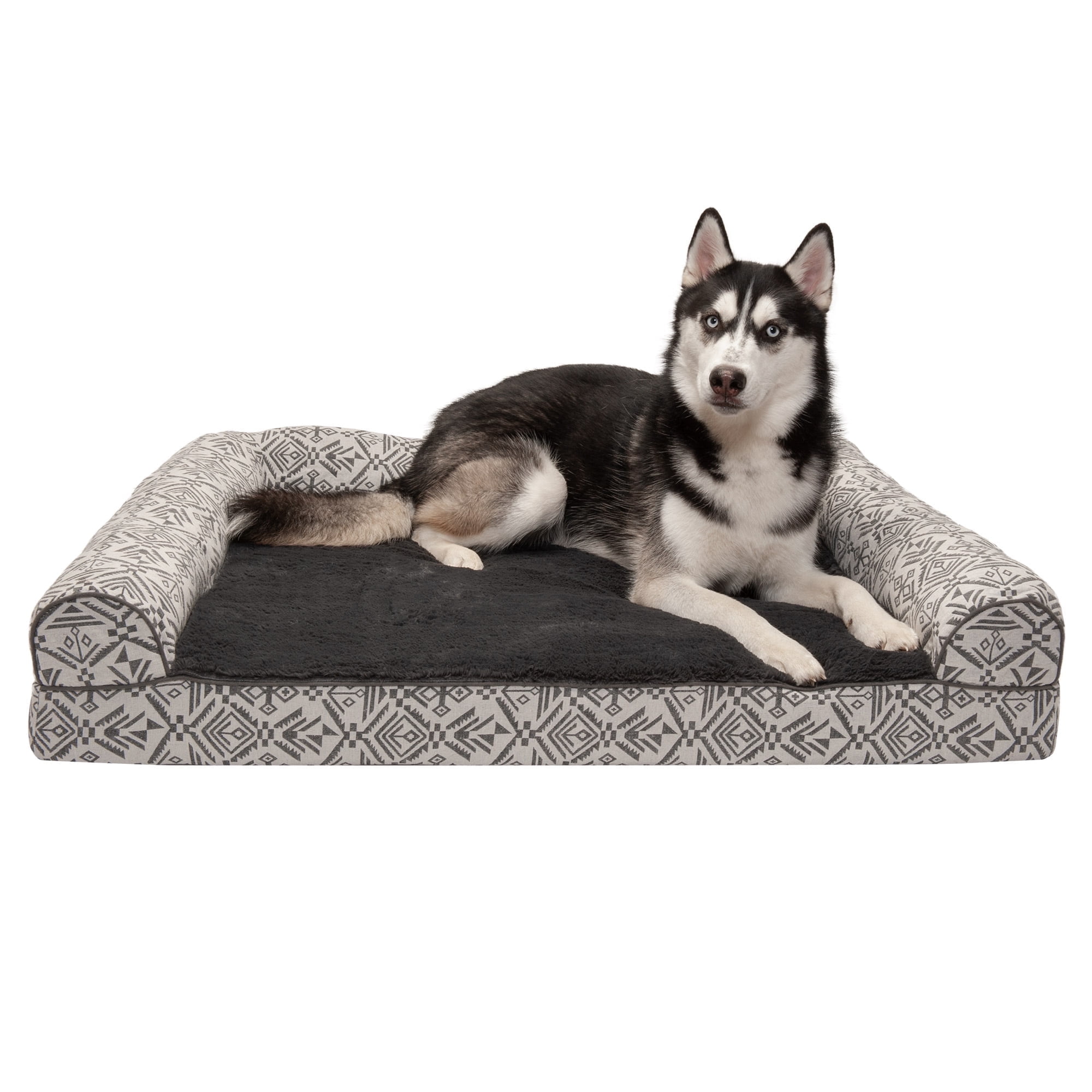 FurHaven Southwest Kilim Orthopedic Sofa Pet Bed for Dogs & Cats - Boulder Gray, Jumbo