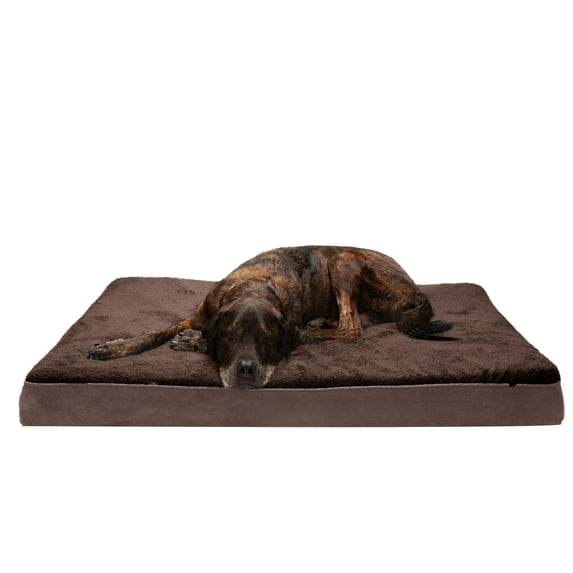 FurHaven Pet Products Terry & Suede Deluxe Cooling Gel Memory Foam Pet Bed for Dogs & Cats - Espresso, Jumbo Plus