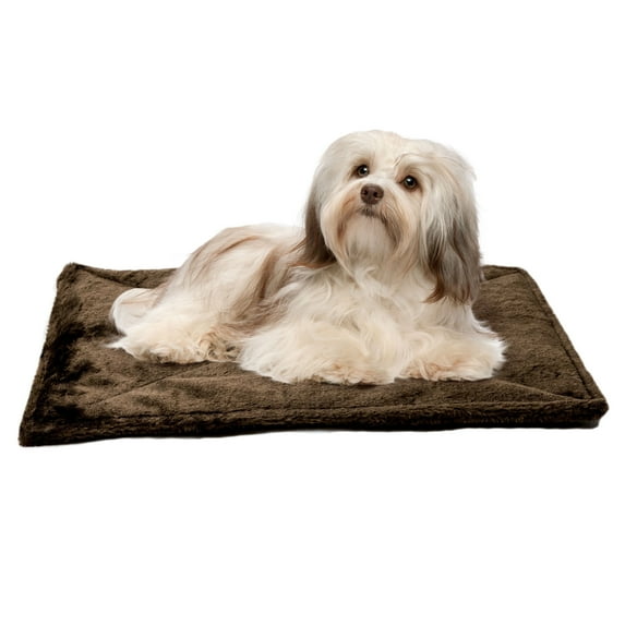 Furhaven ThermaNAP Self-Warming Cat Bed for Indoor Cats & Small Dogs, Washable & Reflects Body Heat - Quilted Faux Fur Reflective Bed Mat - Espresso, Small