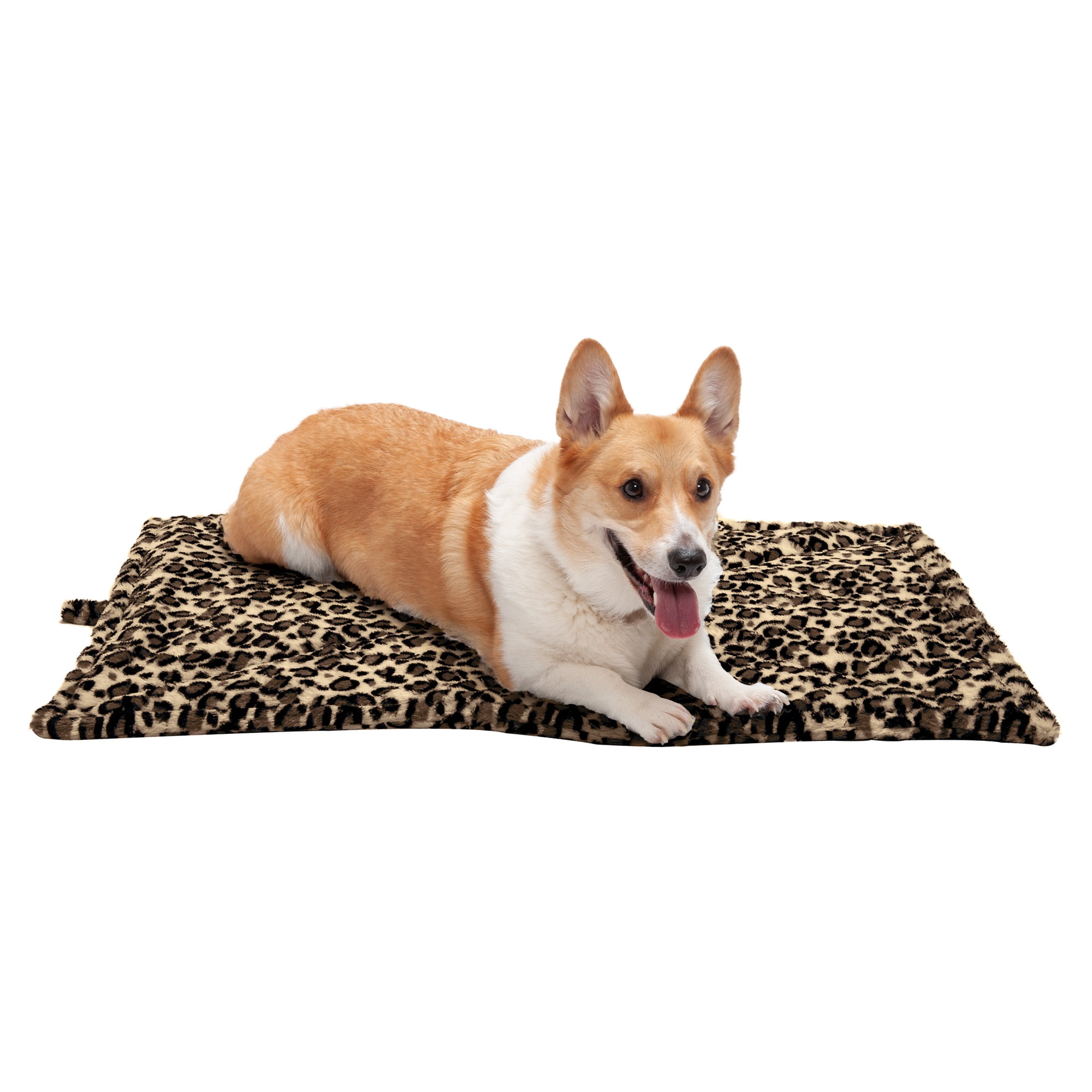 Large Leopard Faux Fur Self-Warming Pet Mat