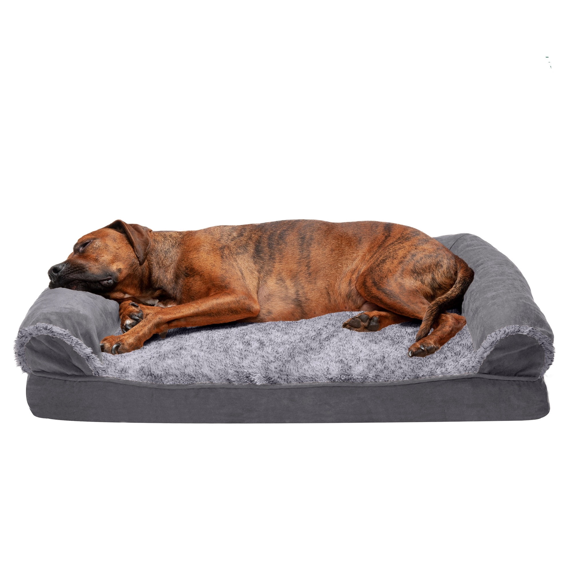 Furhaven XL Memory Foam Hundebett – L-Form, Waschbar, Steingrau, Jumbo