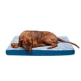 thumbnail image 1 of FurHaven Pet Products Two-Tone Faux Fur & Suede Deluxe Memory Foam Pet Bed for Dogs & Cats - Marine Blue, Large, 1 of 13