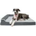 thumbnail image 1 of FurHaven Pet Products Two-Tone Faux Fur & Suede Orthopedic Deluxe Chaise Lounge Pet Bed for Dogs & Cats - Stone Gray, Jumbo Plus, 1 of 16