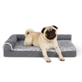 thumbnail image 1 of FurHaven Pet Products Two-Tone Faux Fur & Suede Orthopedic Deluxe Chaise Lounge Pet Bed for Dogs & Cats - Stone Gray, Medium, 1 of 13