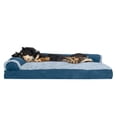 thumbnail image 1 of FurHaven Pet Products Two-Tone Faux Fur & Suede Pillow Deluxe Chaise Lounge Pet Bed for Dogs & Cats - Marine Blue, Medium, 1 of 7