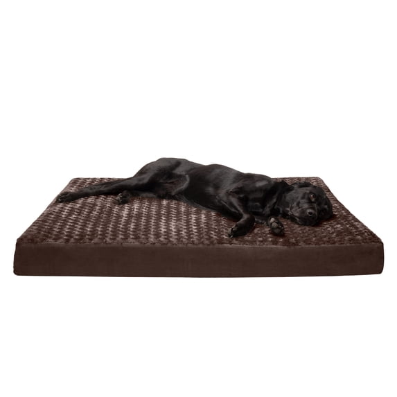 FurHaven Pet Products Ultra Plush Deluxe Full Support Orthopedic Deluxe Mattress Pet Bed for Dogs & Cats - Chocolate, Jumbo Plus