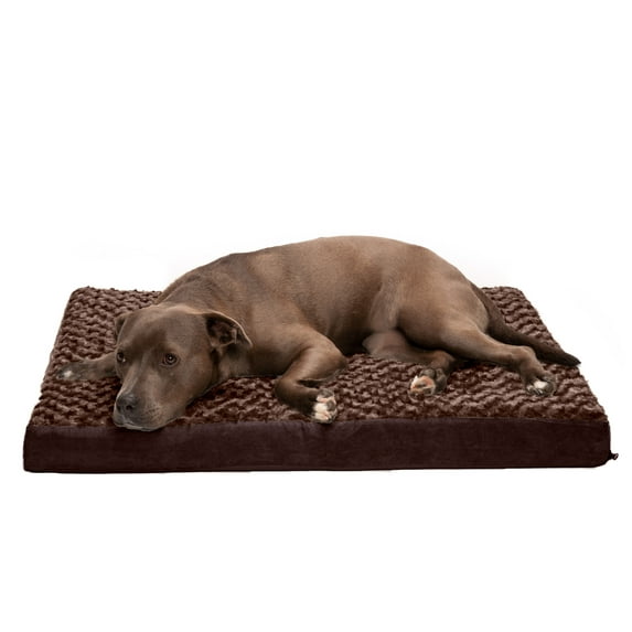 FurHaven Ultra Plush Deluxe Full Support Orthopedic Deluxe Mattress Pet Bed for Dogs & Cats - Chocolate, Large