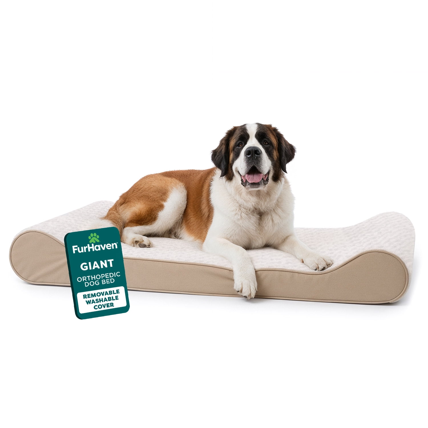 FurHaven Pet Dog Bed | Orthopedic Ultra Plush Luxe Lounger Pet Bed for Dogs & Cats, Cream, Giant