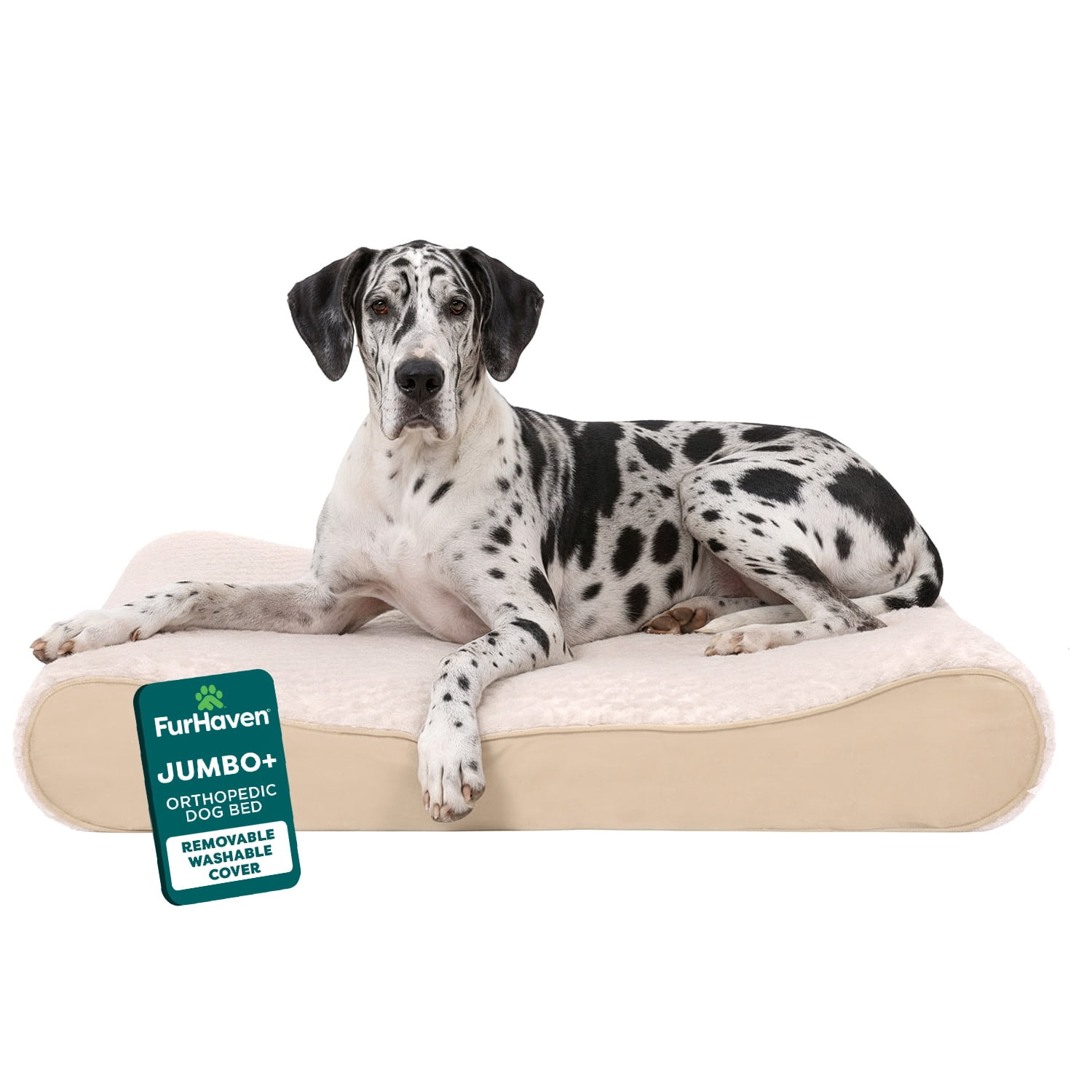 FurHaven Pet Dog Bed | Orthopedic Ultra Plush Luxe Lounger Pet Bed for Dogs & Cats, Cream, Jumbo Plus