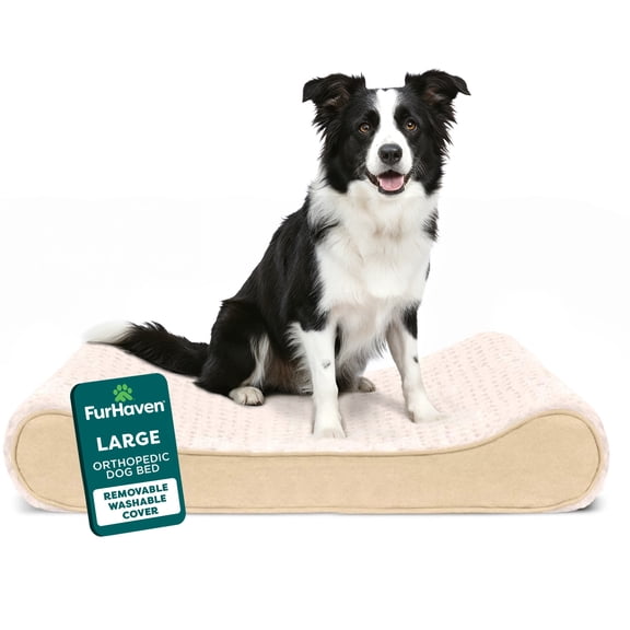 FurHaven Pet Products Ultra Plush Luxe Lounger Orthopedic Pet Bed for Dogs & Cats - Cream, Large