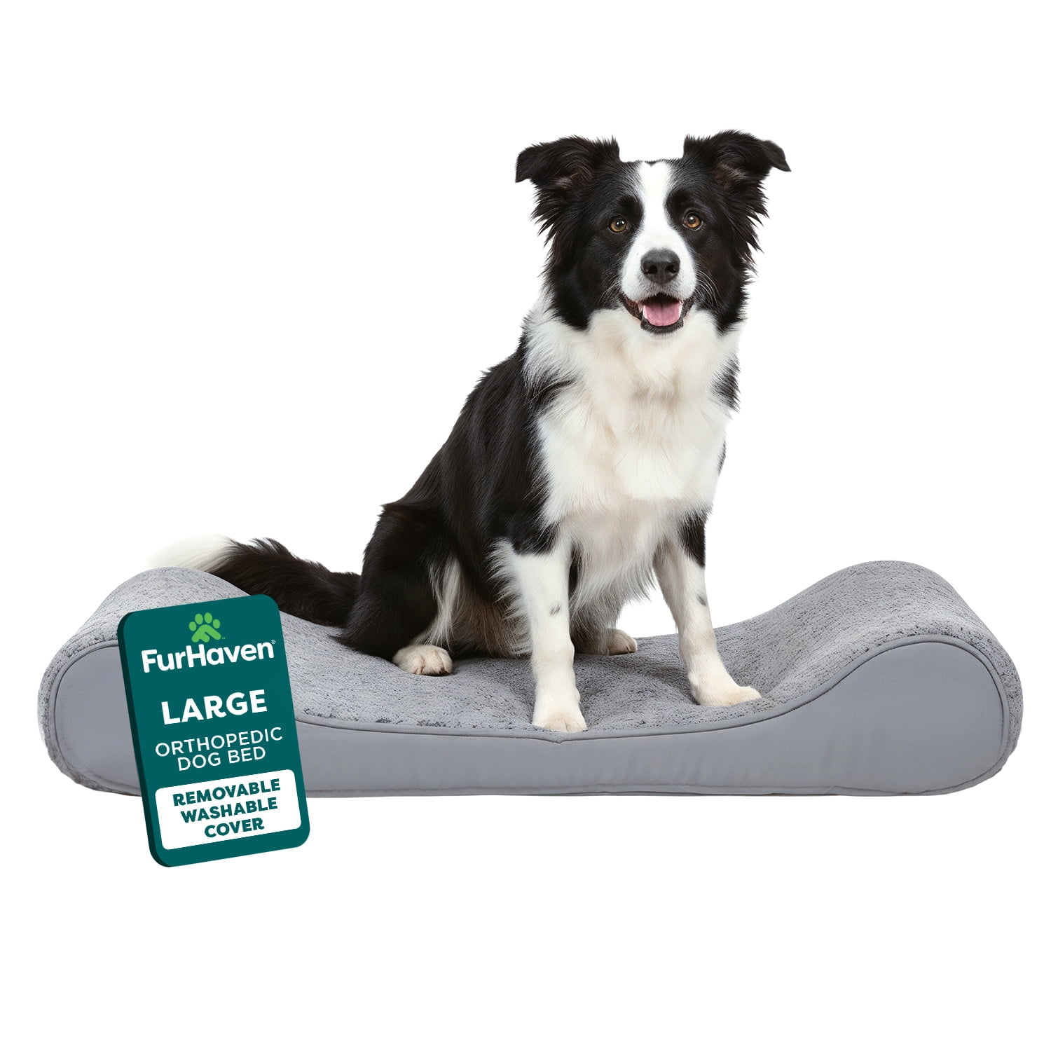 FurHaven Pet Dog Bed | Orthopedic Ultra Plush Luxe Lounger Pet Bed for Dogs & Cats, Gray, Large