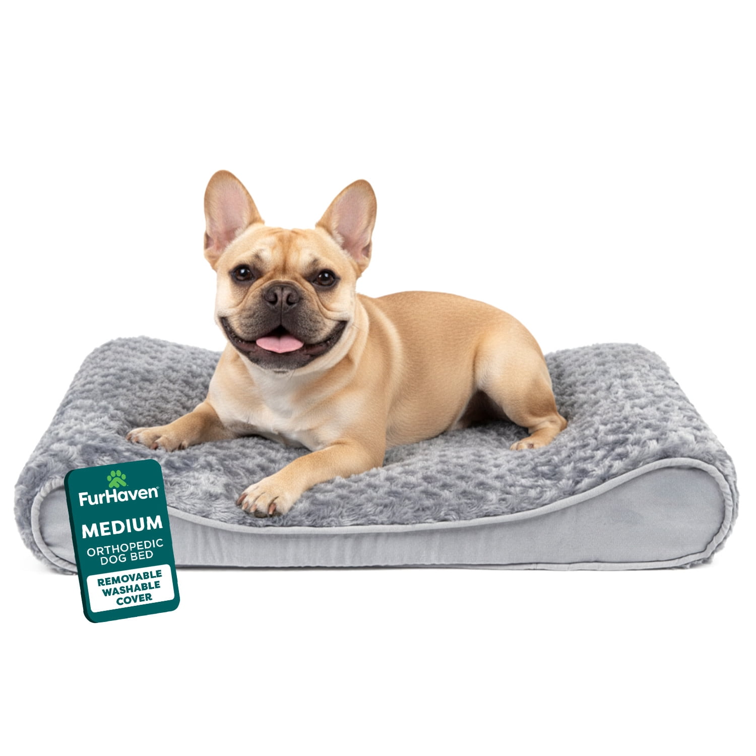 Furhaven XL Orthopedic Dog Bed Sherpa & Suede Deluxe Mattress with Removable Washable Cover - Grey, Jumbo (XL