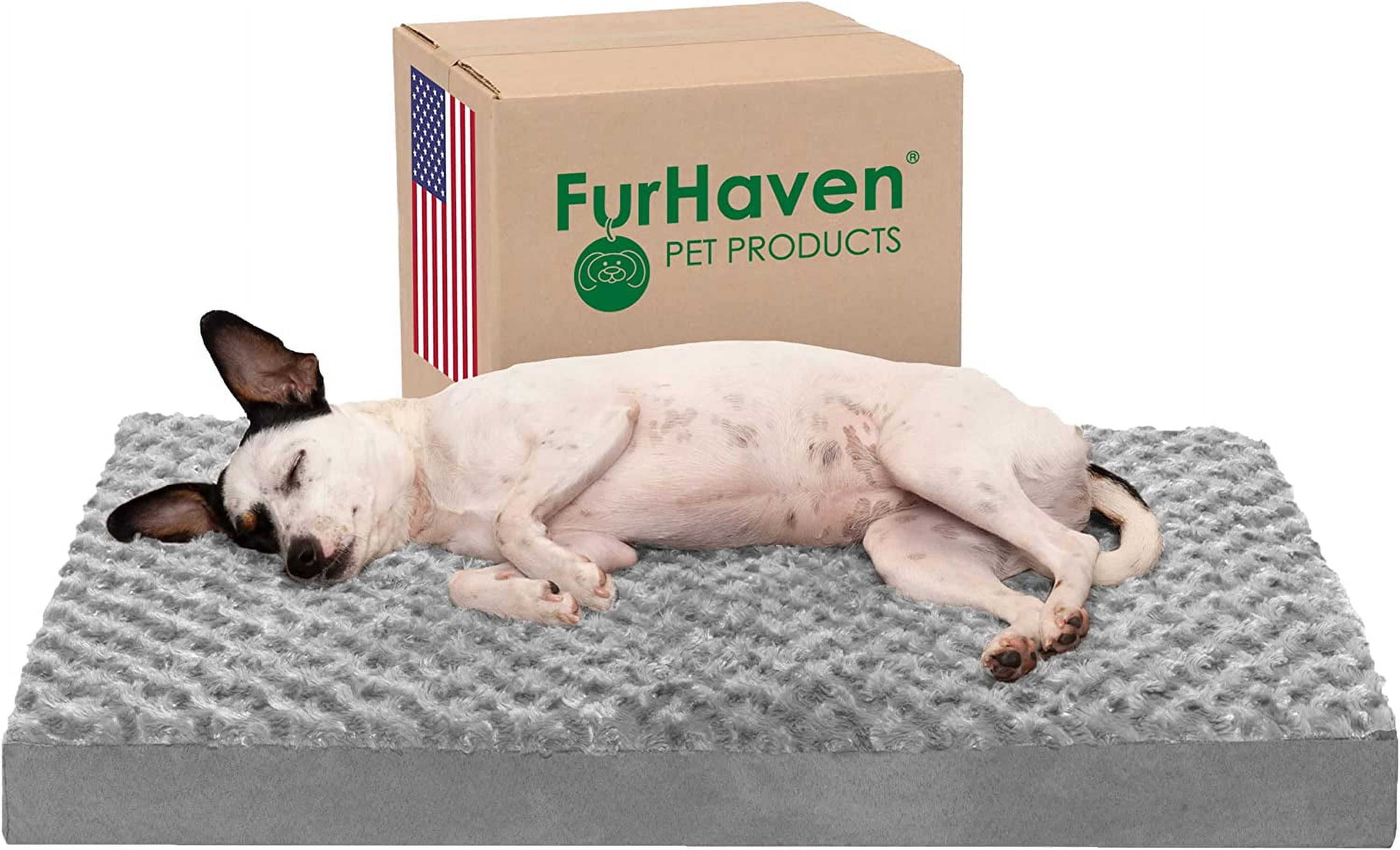 Gray Medium Orthopedic Foam Dog Bed with Plush Cover