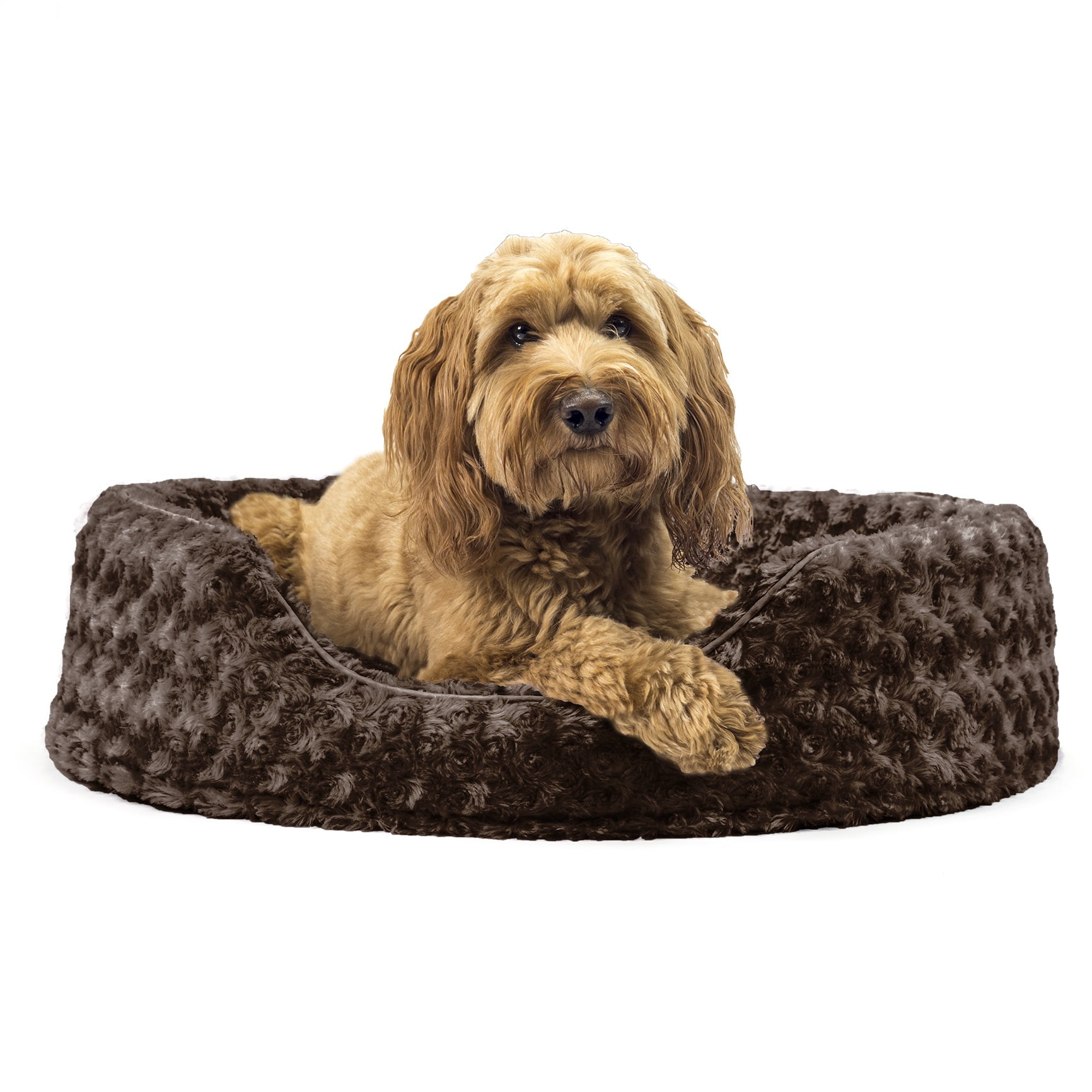 FurHaven Pet Products Ultra Plush Oval Pet Bed for Dogs & Cats - Chocolate, Large