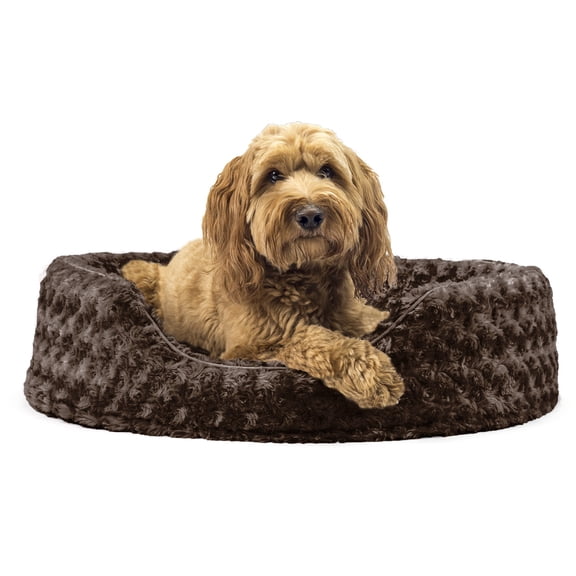 FurHaven Pet Products Ultra Plush Oval Pet Bed for Dogs & Cats - Chocolate, Large