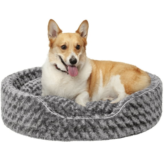 FurHaven Pet Products Ultra Plush Oval Pet Bed for Dogs & Cats - Gray, Extra Large
