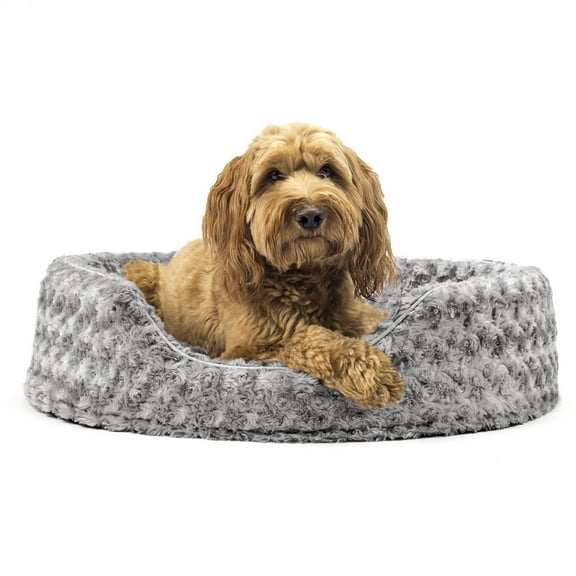 FurHaven Pet Products Ultra Plush Oval Pet Bed for Dogs & Cats - Gray, Large