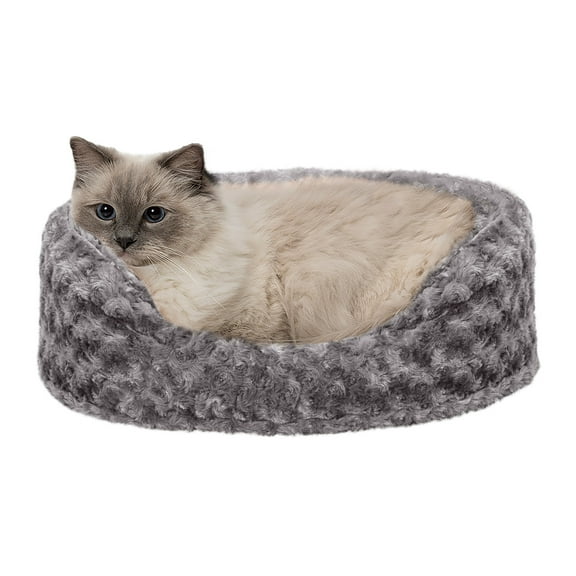 FurHaven Pet Products Ultra Plush Oval Pet Bed for Dogs & Cats - Gray, Small