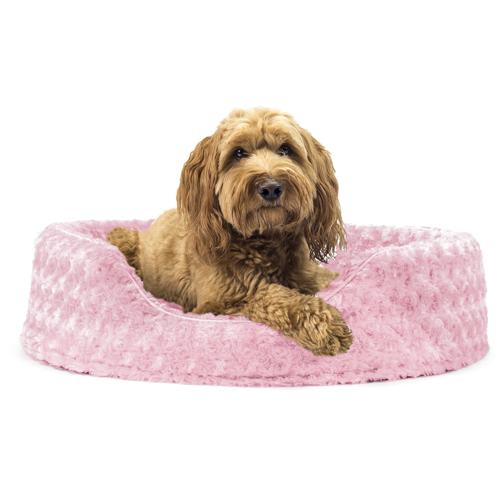 FurHaven Pet Products Ultra Plush Oval Pet Bed for Dogs & Cats - Strawberry, Large
