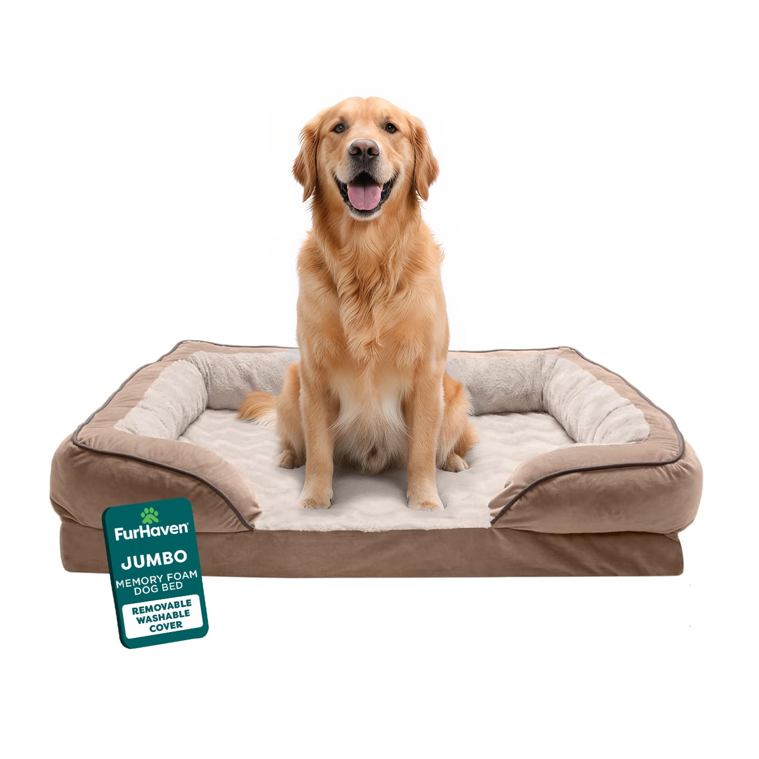 FurHaven Plush & Velvet Orthopedic Perfect Comfort Sofa Pet Bed, Brownstone, Jumbo XL, 1 Count