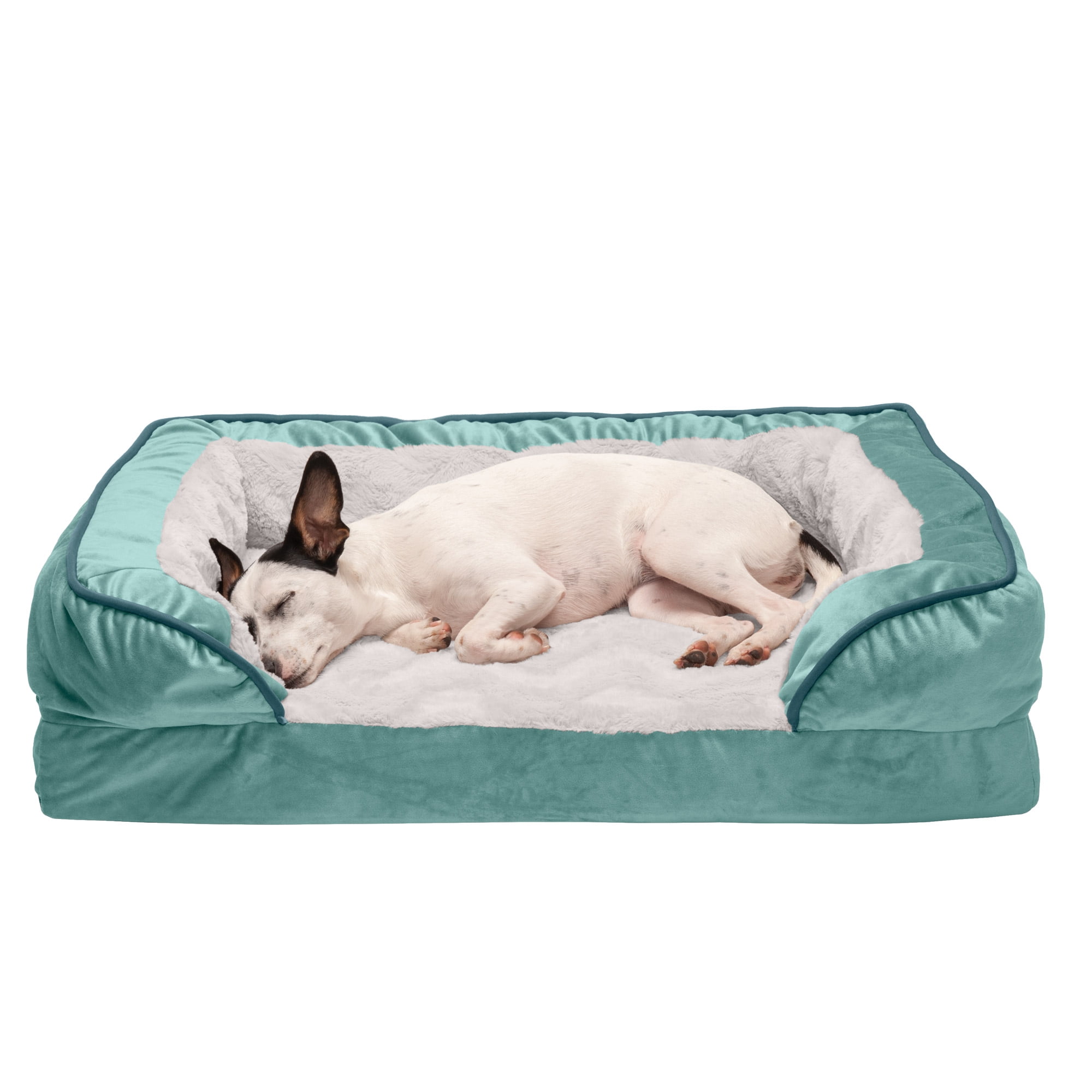 Celadon Green Medium Orthopedic Velvet Sofa Pet Bed
