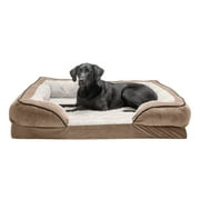 FurHaven Pet Products Velvet Waves Perfect Comfort Orthopedic Sofa-Style Pet Bed for Dogs & Cats - Brownstone, Jumbo
