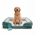 thumbnail image 1 of FurHaven Orthopedic Dog Bed For Large Dogs, Sofa-style With Orthopedic Egg Crate with a Solid Orthopedic Foam Base for Joint Support, Washable Cover, Jumbo XL, Plush & Velvet Waves, Celadon Green, 1 of 9