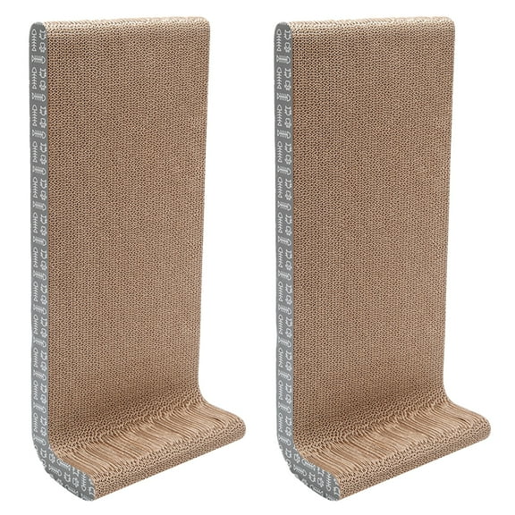 FurHaven Pet Products Wall-Mounted Corrugated Cat Scratcher with Catnip - Gray with White Print, Wide Size (2PK)