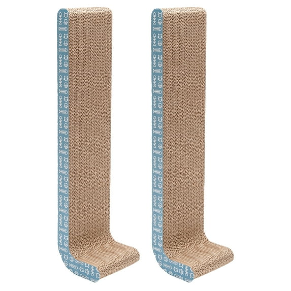 FurHaven Pet Products Wall-Mounted Corrugated Cat Scratcher with Catnip - Seaglass Print, Standard Size (2PK)