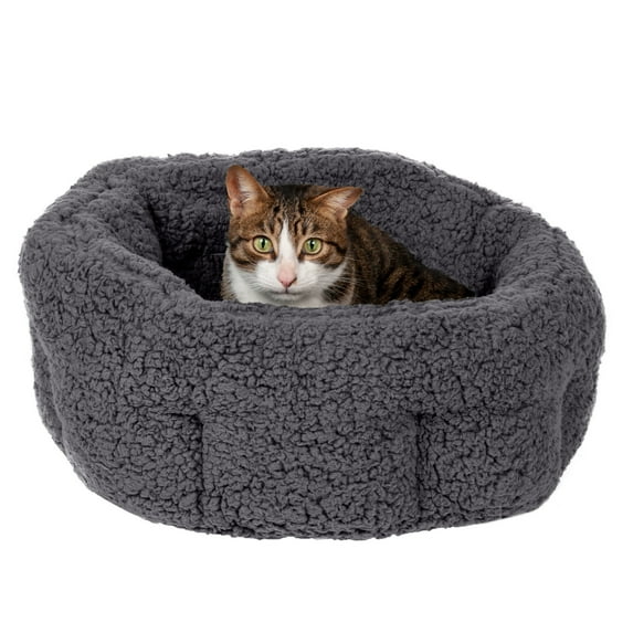 FurHaven Pet Products Warming Hi-Lo Cuddler Snuggle Terry Pet Bed - Charcoal Gray, Small - 20"