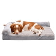 thumbnail image 1 of FurHaven Wave Fur & Velvet Deluxe Chaise Lounge Cooling Gel Memory Foam Sofa-Style Pet Bed for Dogs & Cats - Granite Gray, Medium, 1 of 13