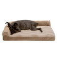 thumbnail image 1 of FurHaven Wave Fur & Velvet Deluxe Chaise Lounge Orthopedic Sofa-Style Pet Bed for Dogs & Cats - Brownstone, Medium, 1 of 13