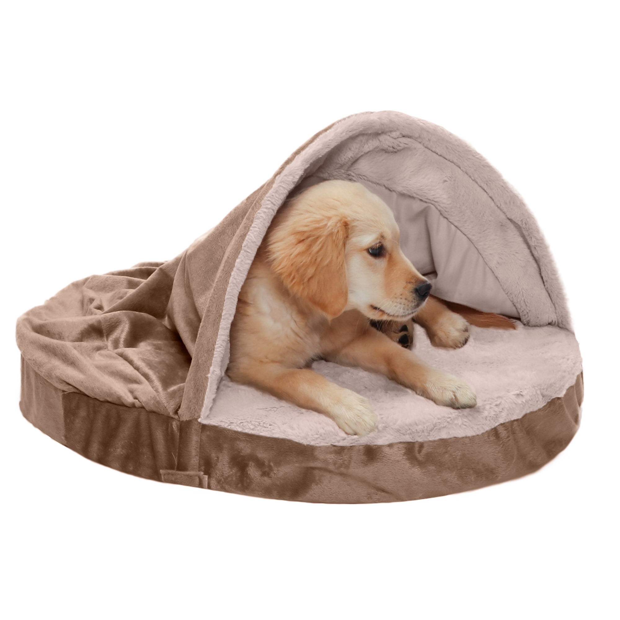 Large Brownstone Velvet Orthopedic Outdoor Dog Bed