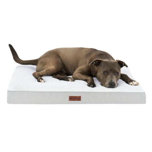 FurHaven Plush & Decorator Check Tuft-Top Orthopedic Mattress Pet Bed for Dogs and Cats - Gray, Large