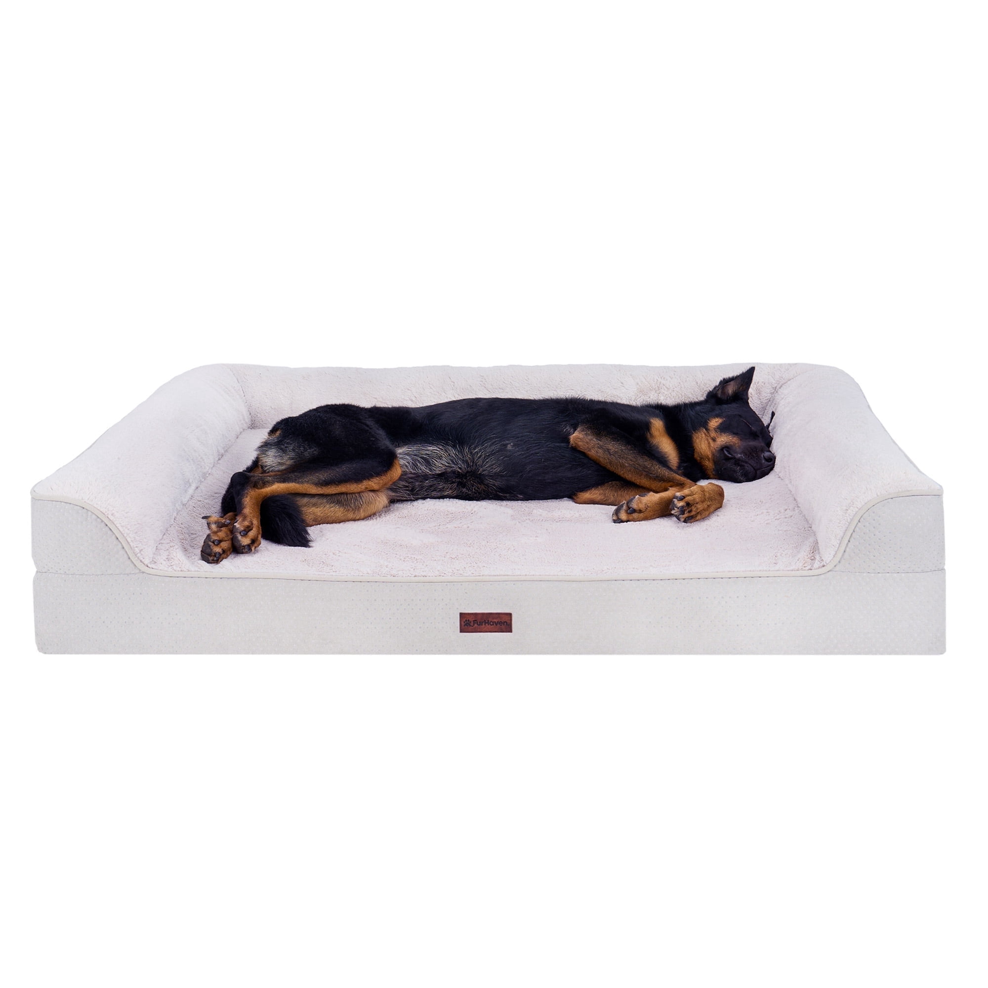 FurHaven Plush & Embossed Velvet Dreamer Orthopedic Sofa Pet Bed for Dogs and Cats - Clay, Jumbo Plus