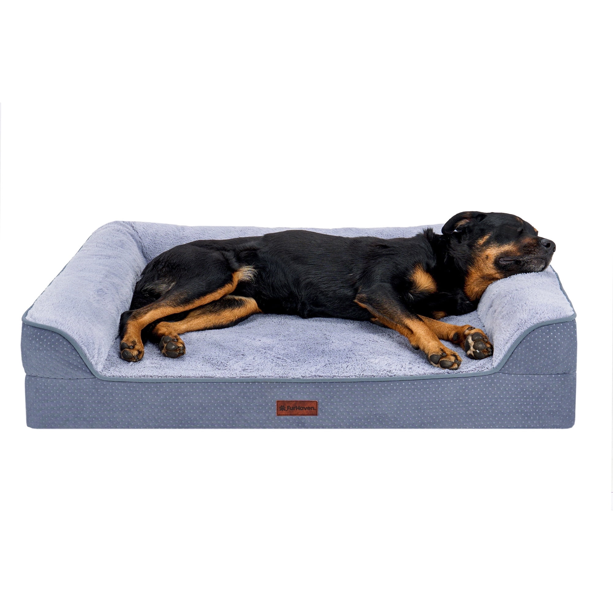 FurHaven Plush & Embossed Velvet Dreamer Orthopedic Sofa Pet Bed for Dogs and Cats - Steel Blue, Jumbo