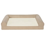 FurHaven Plush & Performance Linen Orthopedic Sofa Pet Bed for Dogs & Cats - Flax, Large