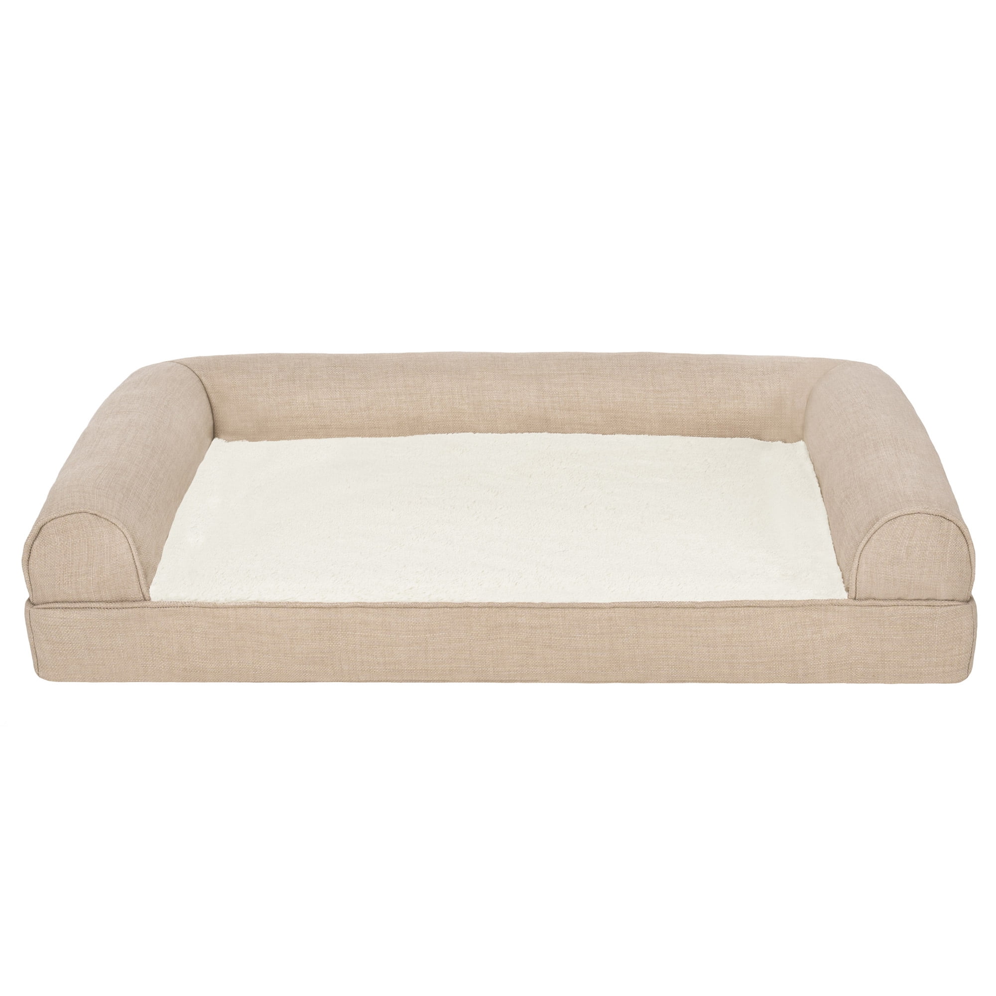 Walmart discounts of FurHaven Plush & Performance Linen Orthopedic Sofa Pet Bed for Dogs & Cats - Flax, Medium