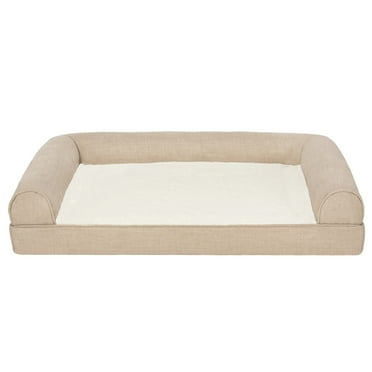 FurHaven Plush & Performance Linen Orthopedic Sofa Pet Bed for Dogs & Cats - Flax, Medium