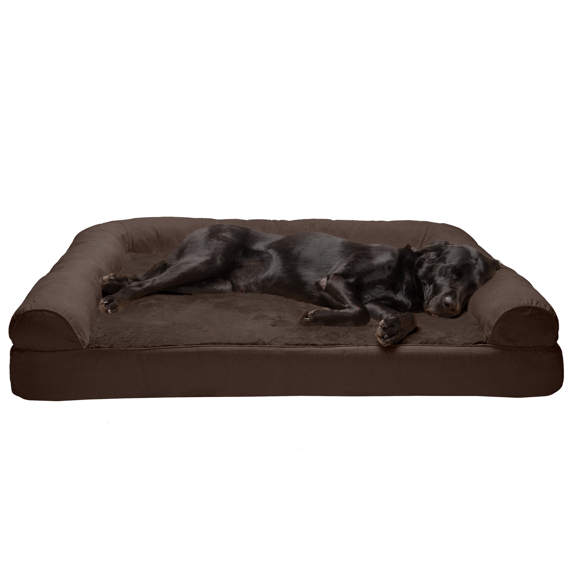FurHaven Plush & Suede Full Support Mattress Sofa Pet Bed, Espresso, JumboPlus, 1 Coun