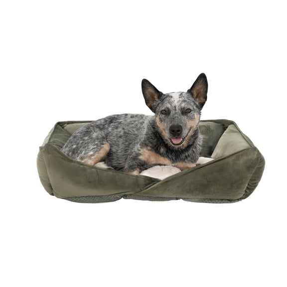 FurHaven Plush and Velvet V-Front Cozy Couch - Fir Tree, Medium