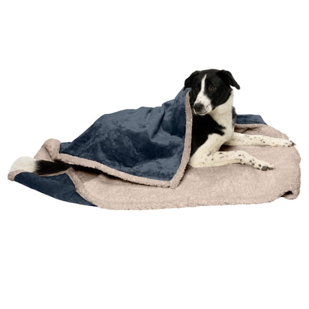 FurHaven Snuggly & Warm Soft-Edge Warming Waterproof Pet Throw Blanket - Extra Large, Cozy Denim