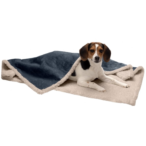 FurHaven Snuggly & Warm Soft-Edge Warming Waterproof Pet Throw Blanket - Medium, Cozy Denim