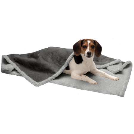 FurHaven Snuggly & Warm Soft-Edge Warming Waterproof Pet Throw Blanket - Medium, Silver Gray