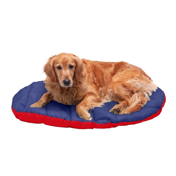 FurHaven | Trail Pup Packable Stuff Sack Travel Pillow Bed for Dogs & Cats, Flame Red & True Blue, Large